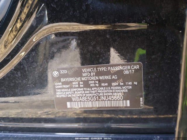 Aukcja sprzedaży 2018 Bmw 320i Xdrive, vin: WBA8E5G51JNU45660, numer aukcji: 44344463