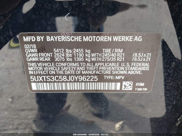 BMW X3 M40i 2018 5UXTS3C58J0Y96225 Image 9