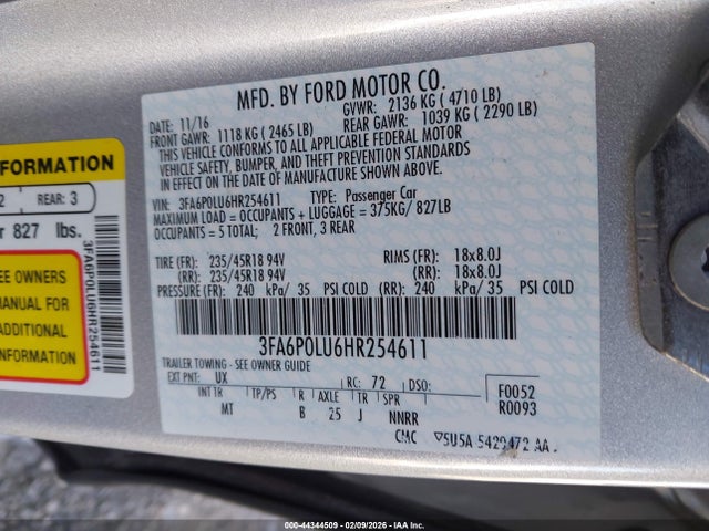 Ford Fusion Hybrid Se 2017 3FA6P0LU6HR254611 Image 9