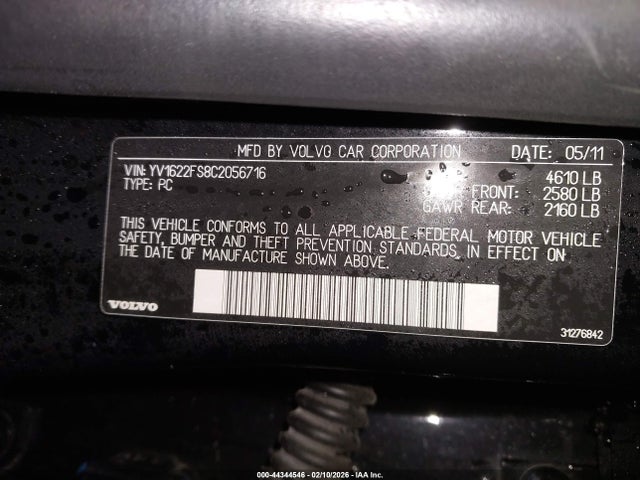 2012 VOLVO S60 YV1622FS8C2056716 Photo 8