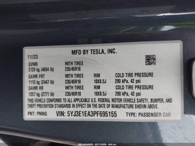 2023 TESLA MODEL 3 5YJ3E1EA3PF695155 Photo 8
