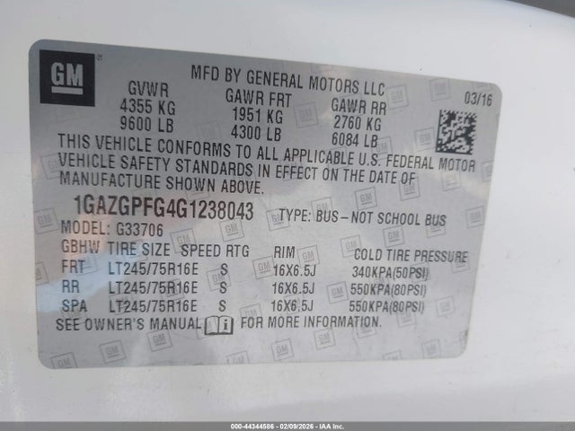 1GAZGPFG4G1238043 Chevrolet Express 3500 Lt