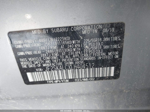 Продажа на аукционе авто 2020 Subaru Forester Sport, vin: JF2SKALCXLH404512, номер лота: 44344608