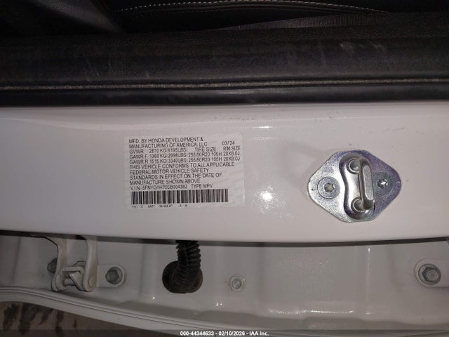 44344633 :رقم المزاد ، 5FNYG1H70SB004382 vin ، 2025 Honda Pilot Touring مزاد بيع