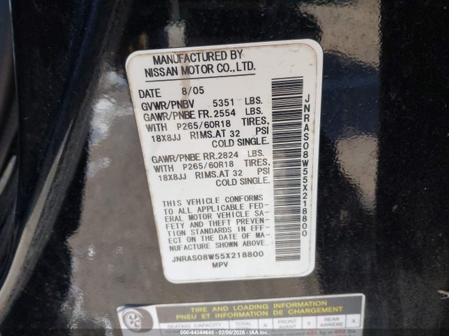 2005 INFINITI FX35 JNRAS08W55X218800 Photo 8