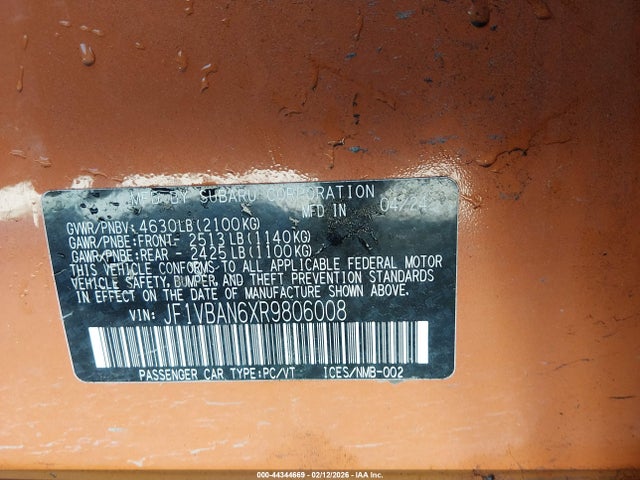 JF1VBAN6XR9806008 Subaru Wrx Limited