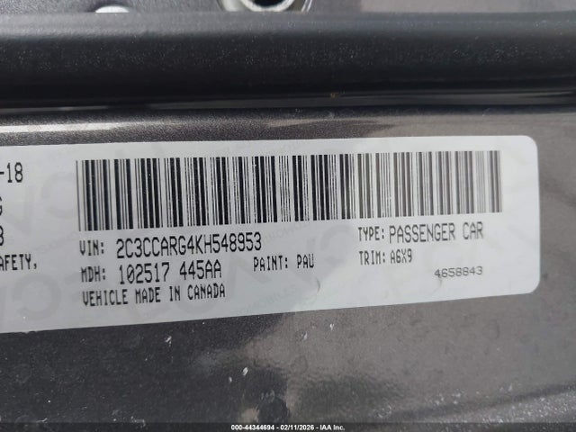 44344694 :رقم المزاد ، 2C3CCARG4KH548953 vin ، 2019 Chrysler 300 Touring L Awd مزاد بيع