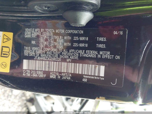 44344756 :رقم المزاد ، JTJBARBZ3G2080220 vin ، 2016 Lexus Nx 200t F Sport مزاد بيع
