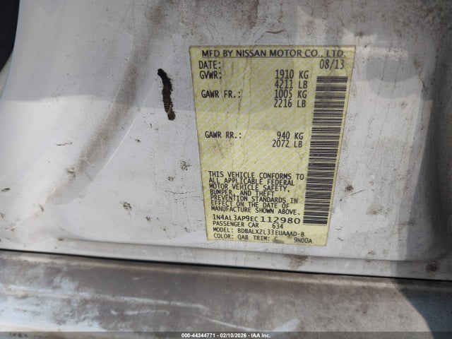 44344771 :رقم المزاد ، 1N4AL3AP9EC112980 vin ، 2014 Nissan Altima 2.5 Sl مزاد بيع