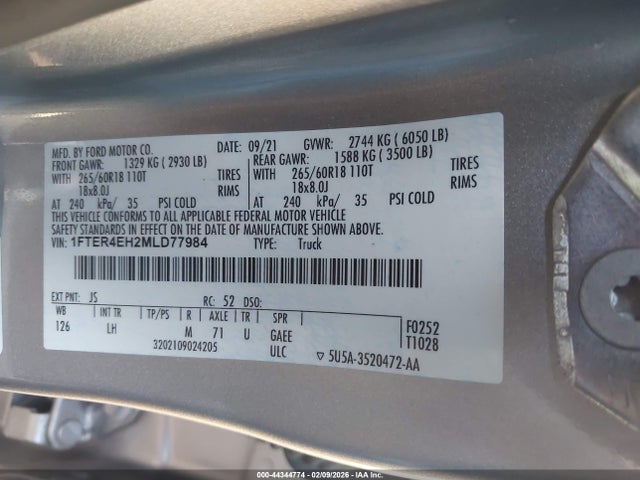 2021 FORD RANGER 1FTER4EH2MLD77984 Photo 8