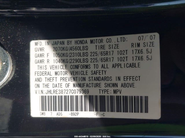 2007 HONDA CR-V JHLRE38727C079369 Photo 8
