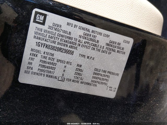 2008 CADILLAC ESCALADE 1GYFK63828R236658 Photo 8