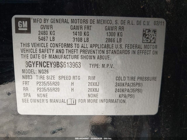 2011 CADILLAC SRX 3GYFNCEY9BS613963 Photo 8