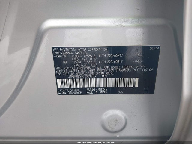 JTMBFREV3EJ009955 Toyota RAV4 LE