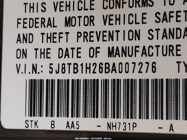 44344891 :رقم المزاد ، 5J8TB1H26BA007276 vin ، 2011 Acura Rdx مزاد بيع