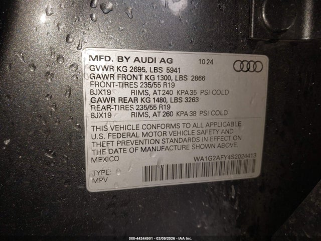 Aukcja sprzedaży 2025 Audi Q5 Premium 55 Tfsi E S Line Quattro S Tronic, vin: WA1G2AFY4S2024413, numer aukcji: 44344901