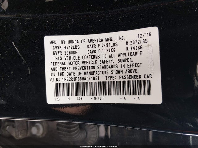 1HGCR3F88HA021851 Honda Accord Ex-l V6