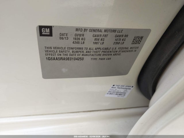 Aukcja sprzedaży 2014 Cadillac Ats Standard, vin: 1G6AA5RA9E0104250, numer aukcji: 44344936