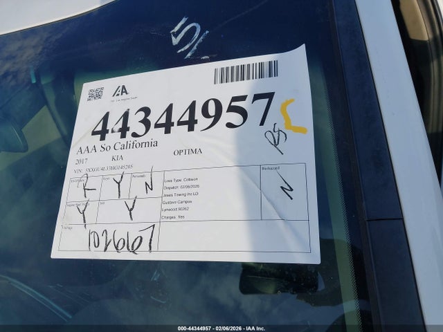 5XXGU4L33HG145205 KIA OPTIMA EX