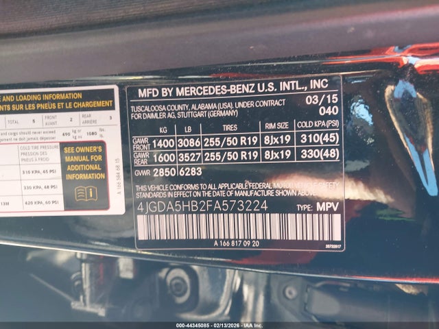 Mercedes-Benz Ml 350 4matic 2015 4JGDA5HB2FA573224 Image 9