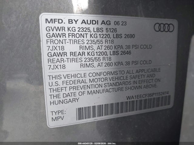 WA1EECF35P1152414 Audi Q3 Premium Plus 45 Tfsi S Line Quattro Tiptronic