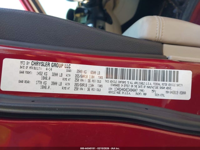 Dodge Durango Sxt 2014 1C4RDHAGXEC494847 Image 9