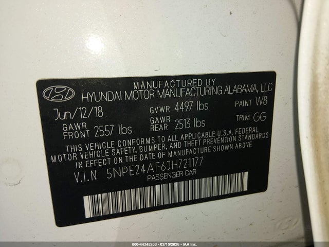 5NPE24AF6JH721177 Hyundai SONATA SE