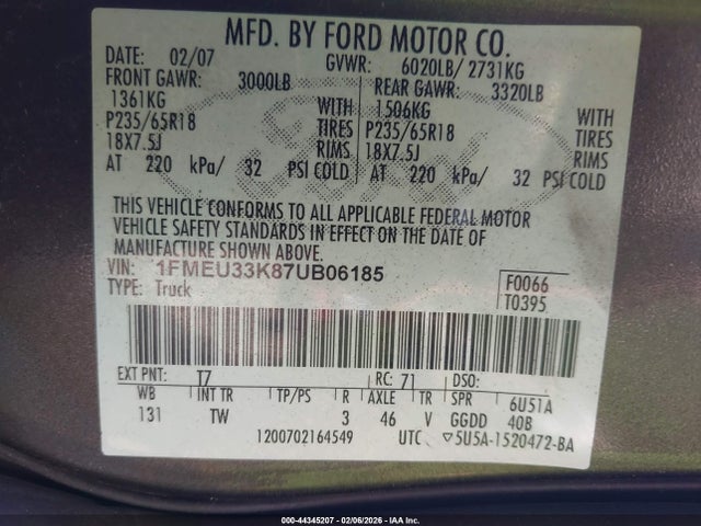 2007 FORD EXPLORER SPORT TRAC 1FMEU33K87UB06185 Photo 8