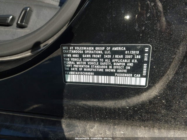 Продажа на аукционе авто 2013 Volkswagen Passat 2.0l Tdi Se, vin: 1VWBN7A31DC089560, номер лота: 44345216