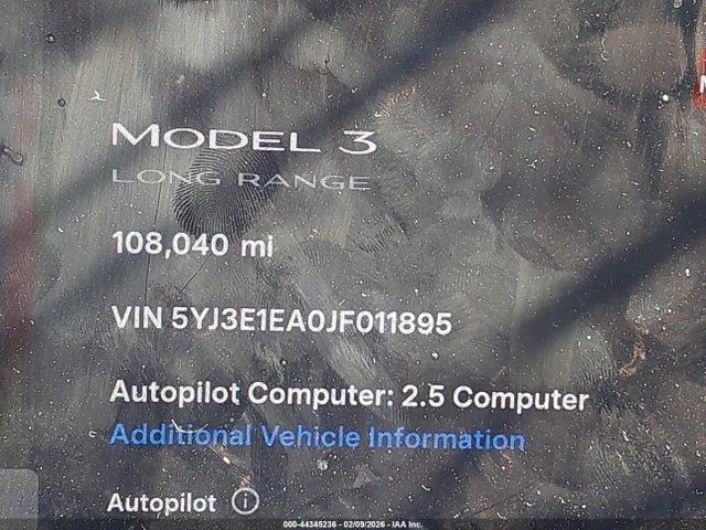 Aukcja sprzedaży 2018 Tesla Model 3 Long Range/mid Range, vin: 5YJ3E1EA0JF011895, numer aukcji: 44345236