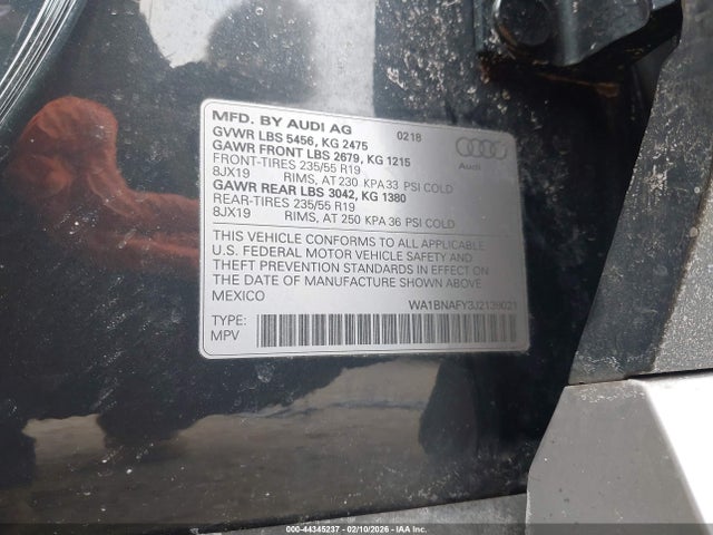 WA1BNAFY3J2139021 Audi Q5 2.0t Premium/2.0t Tech Premium