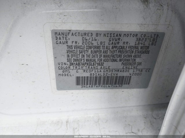 3N1AB7APXGL671632 Nissan SENTRA SV