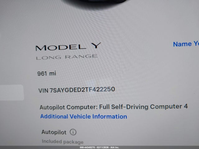 2026 TESLA MODEL Y 7SAYGDED2TF422250 Photo 6