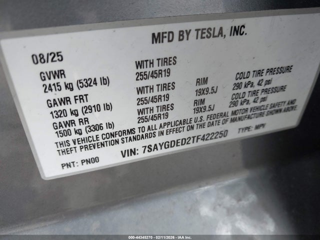 2026 TESLA MODEL Y 7SAYGDED2TF422250 Photo 8