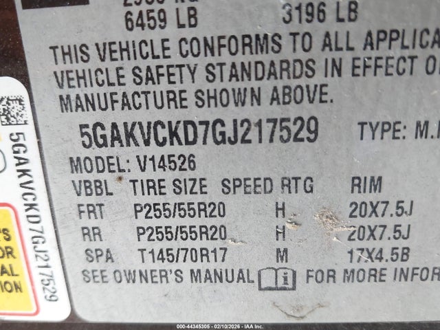 Aukcja sprzedaży 2016 Buick Enclave Premium, vin: 5GAKVCKD7GJ217529, numer aukcji: 44345305