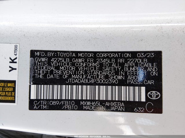 JTDADABU4P3002390 Toyota Prius Le Awd-e