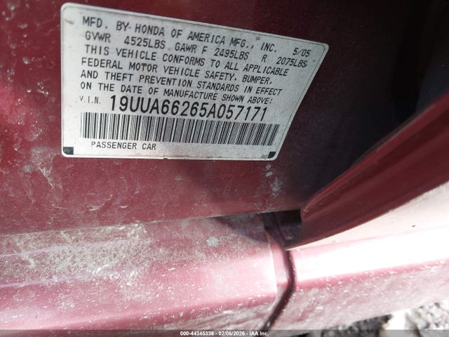 2005 Acura Tl მანქანა იყიდება აუქციონზე, vin: 19UUA66265A057171, აუქციონის ნომერი: 44345336