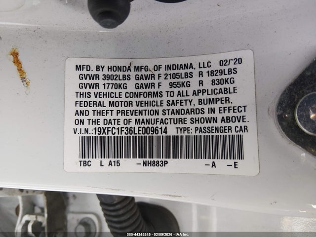 19XFC1F36LE009614 Honda CIVIC EX