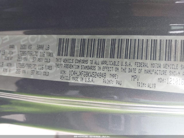 2019 JEEP WRANGLER UNLIMITED 1C4HJXFG8KW524848 Photo 8