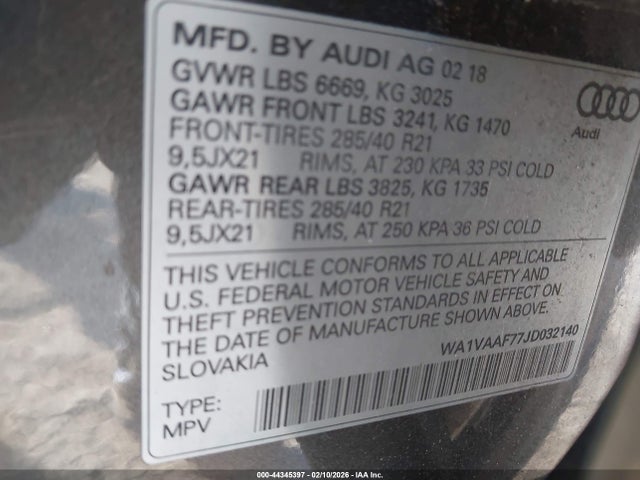 2018 AUDI Q7 WA1VAAF77JD032140 Photo 8