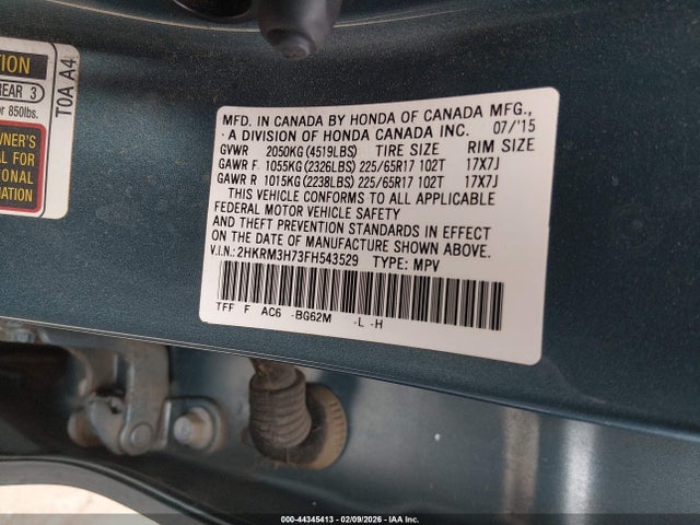 Honda Cr-v Ex-l 2015 2HKRM3H73FH543529 Image 9