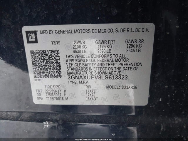 3GNAXUEV8LS613323 Chevrolet Equinox Awd Lt 1.5l Turbo