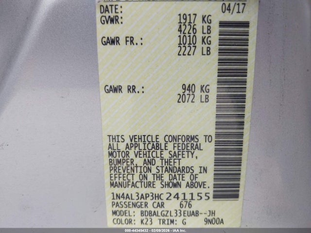 1N4AL3AP3HC241155 Nissan Altima 2.5 S
