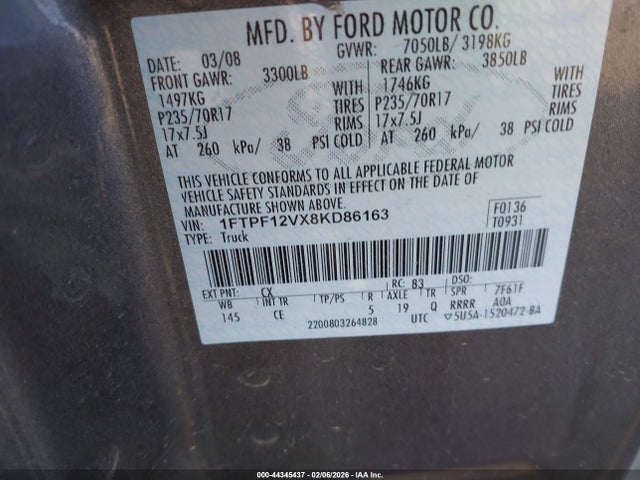 2008 FORD F-150 1FTPF12VX8KD86163 Photo 8