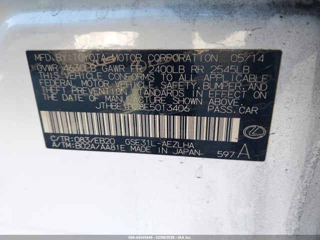 Lexus IS 350 2014 JTHBE1D28E5013406 Image 9