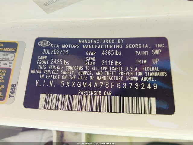 5XXGM4A78FG373249 KIA Optima Lx