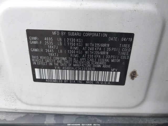 4S4BSAJC3K3353928 Subaru Outback 2.5i Limited