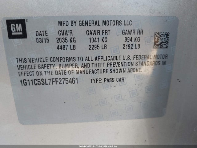 Chevrolet MALIBU 1LT 2015 1G11C5SL7FF275461 Image 9