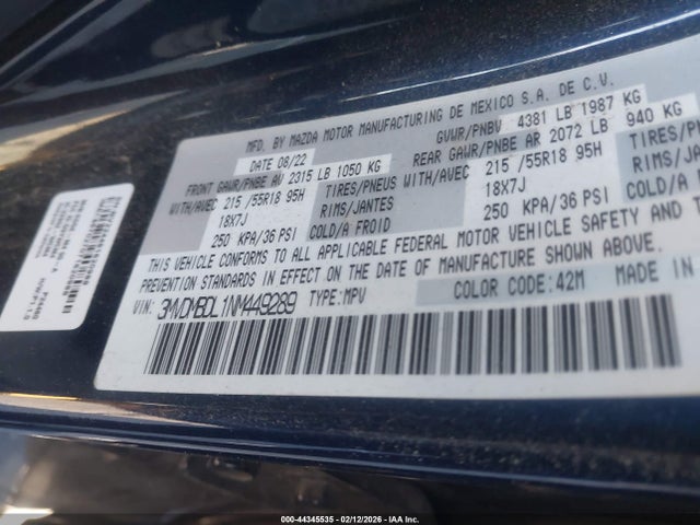 3MVDMBDL1NM449289 Mazda Cx-30 Premium