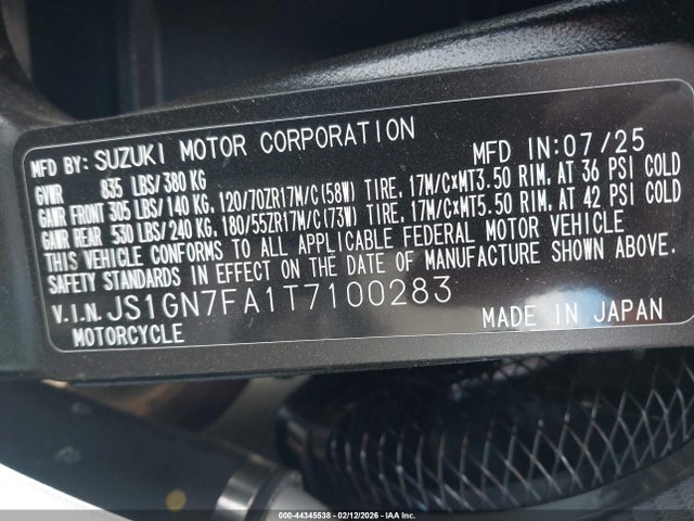 JS1GN7FA1T7100283 Suzuki GSX-R600